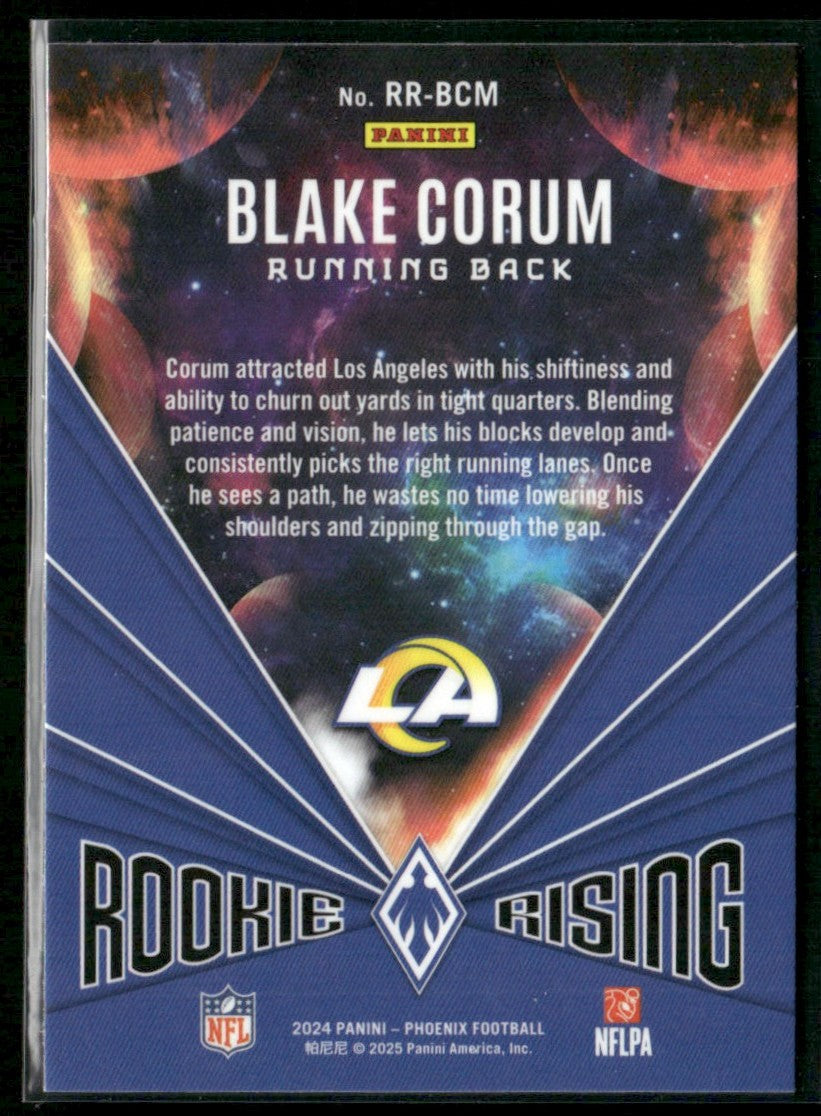 Blake Corum 2024 Panini Phoenix Rookie Rising RC #RR-BCM Los Angeles Rams