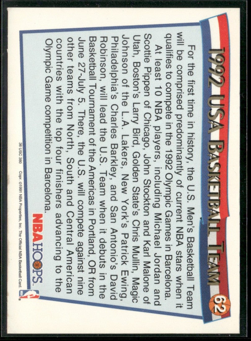 1992 USA Basketball Team 1992 NBA Hoops #62