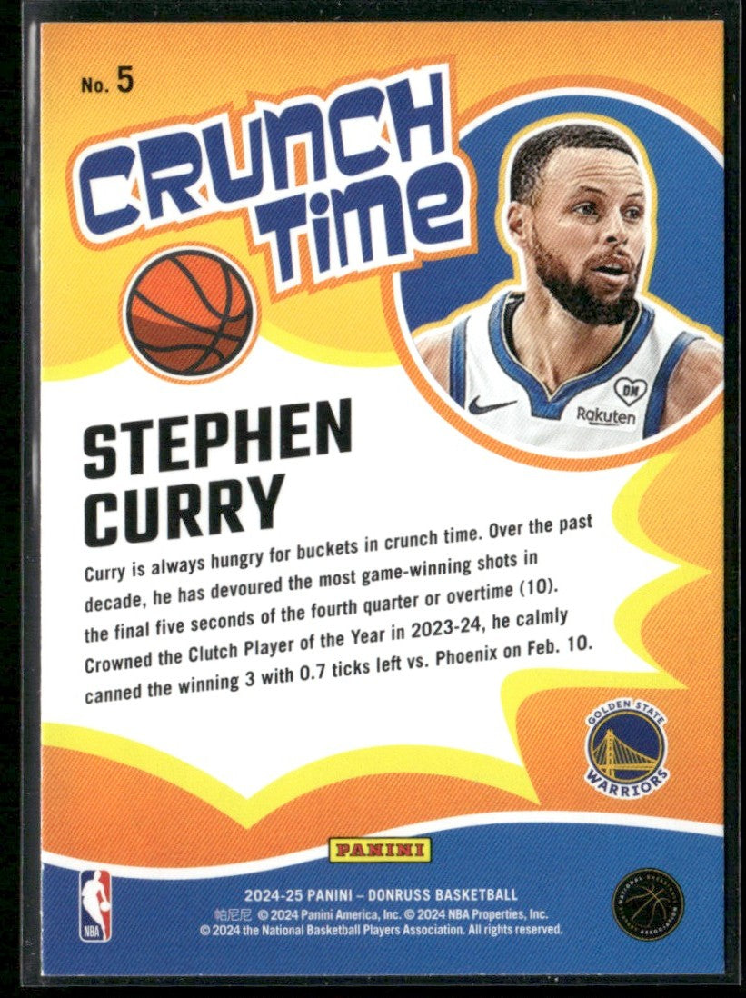 Stephen Curry 2024 Donruss Crunch Time #5 Golden State Warriors