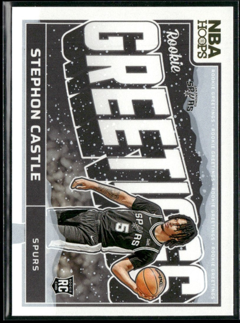 Stephon Castle 2024 NBA Hoops Rookie Greetings RC #13 San Antonio Spurs