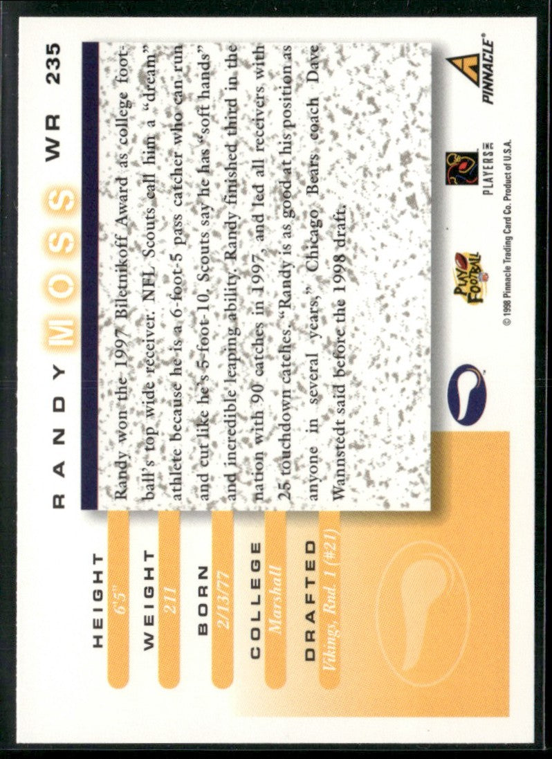 Randy Moss 1998 Score RC #235 Minnesota Vikings