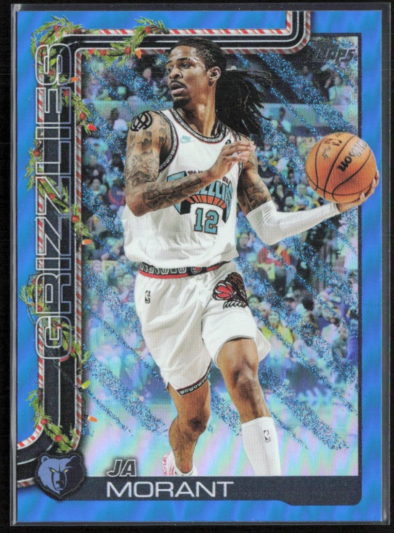 Ja Morant 2025 Topps Holiday Blue Glitter #H146 Memphis Grizzlies