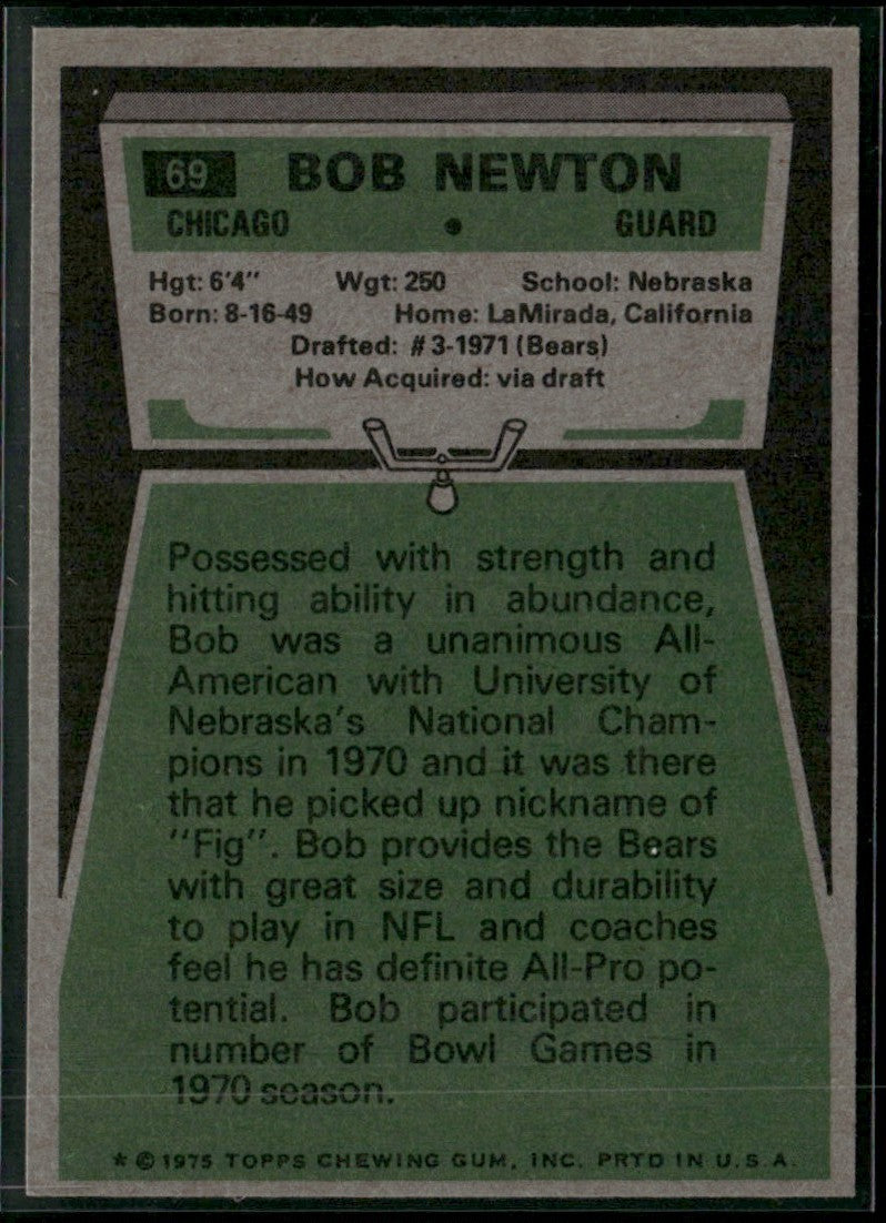 Bob Newton 1975 Topps #69 Chicago Bears