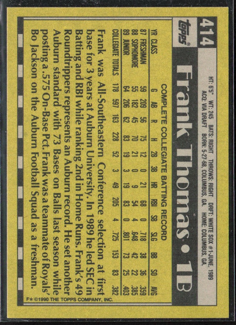 Frank Thomas 1990 Topps RC #414 Chicago White Sox