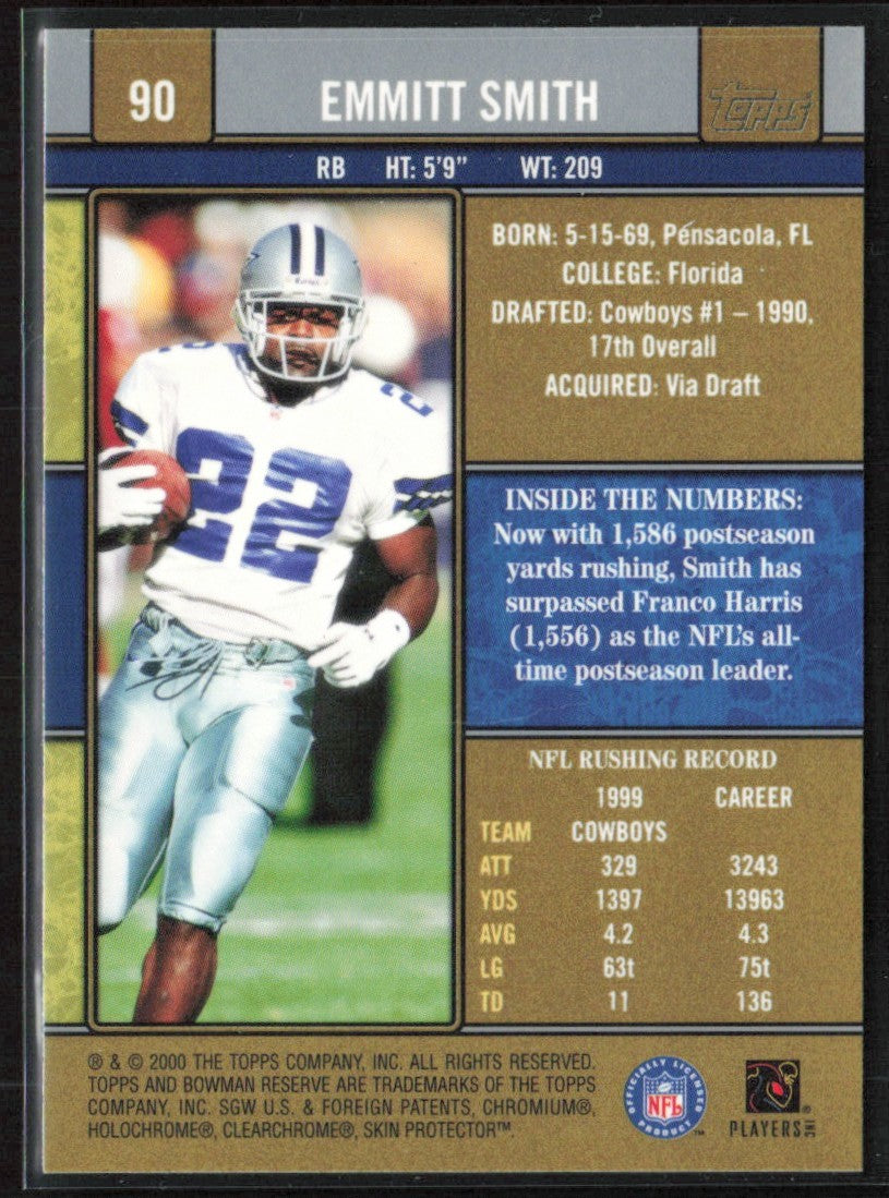 Emmitt Smith 2000 Bowman Reserve #90 Dallas Cowboys