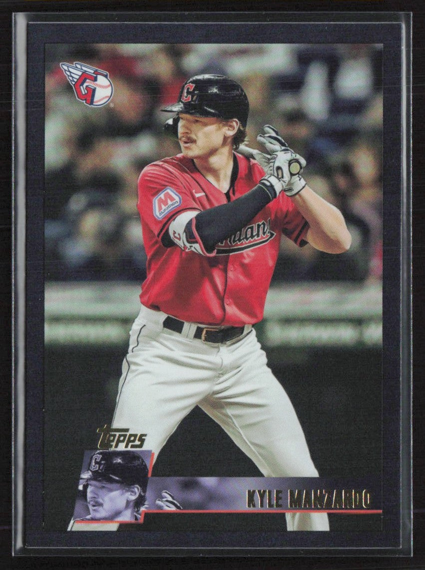 Kyle Manzardo 2025 Topps Archives 1996 Black Foilboard #140 Cleveland Guardians