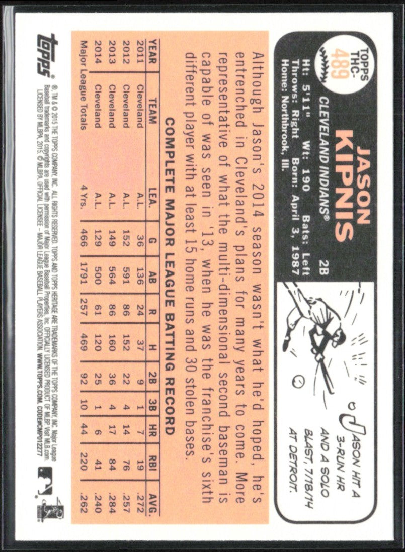 Jason Kipnis 2015 Topps Heritage Chrome Foil #THC-489 Cleveland Indians