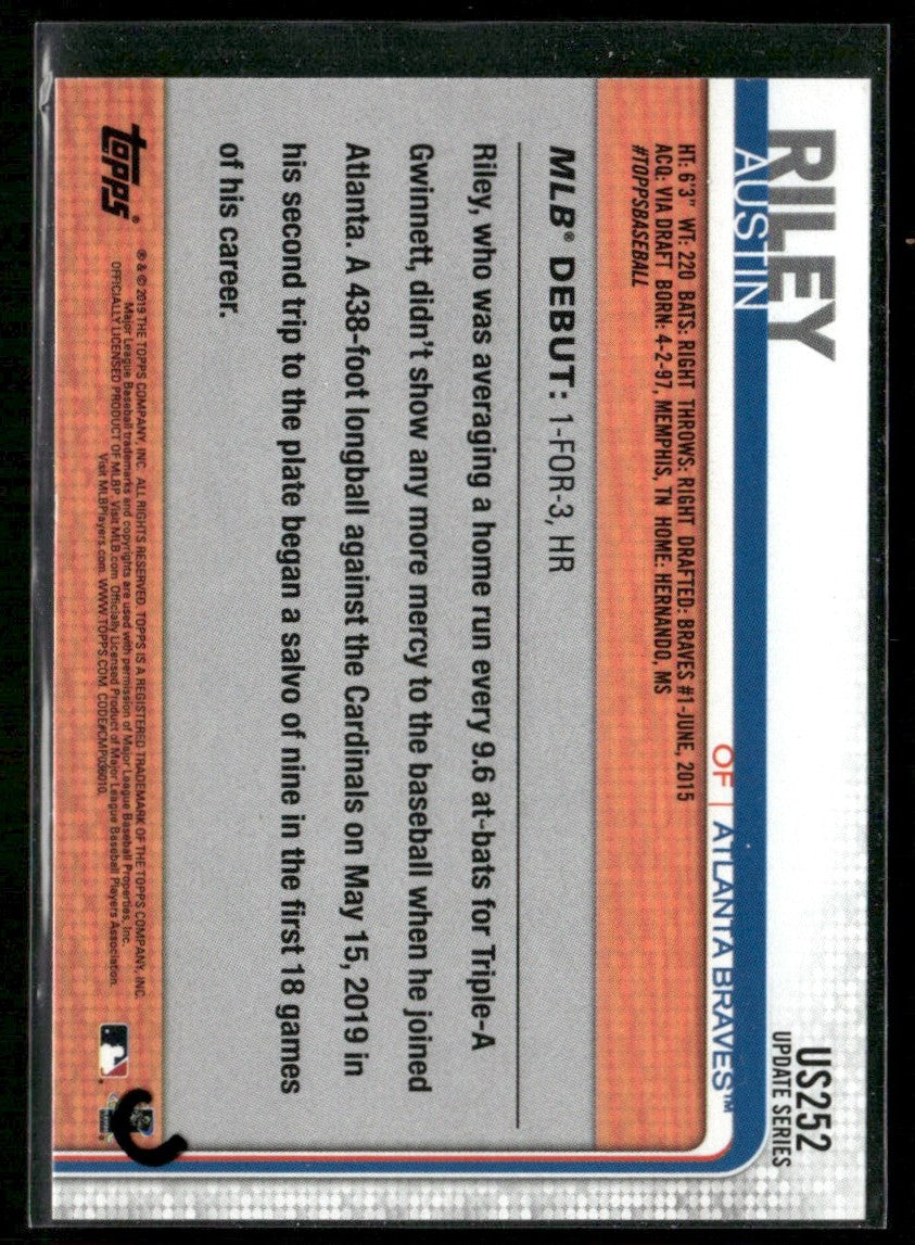 Austin Riley 2019 Topps Update RC #US252 Atlanta Braves