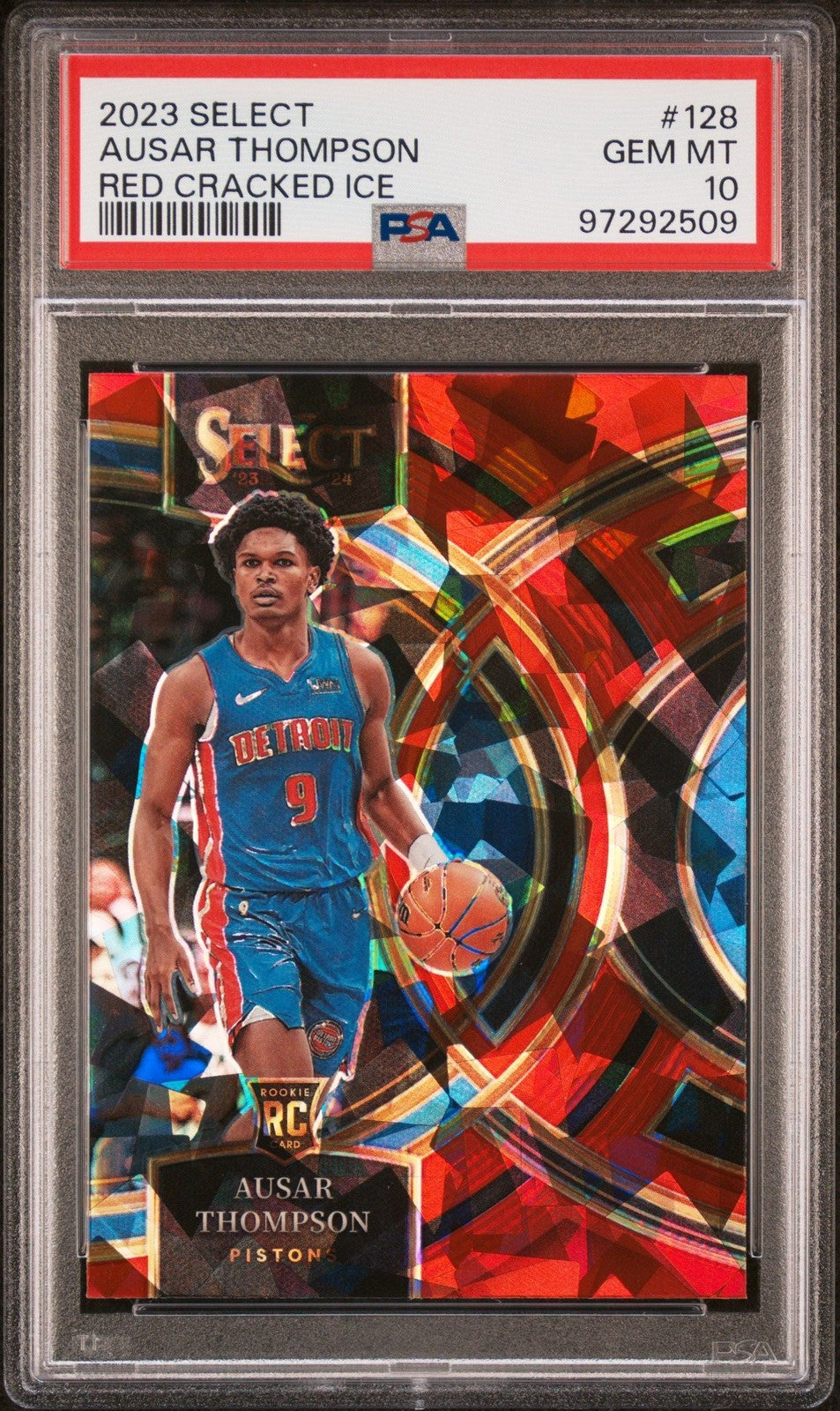 Ausar Thompson 2023 Panini Select Premier Red Cracked Ice psa 10 #128
