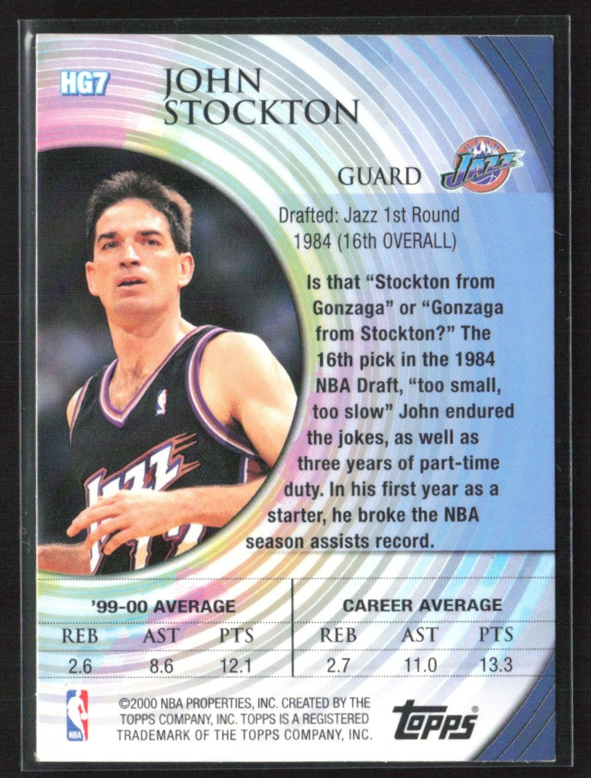 John Stockton 2000 Topps Hidden Gems #HG7 Utah Jazz