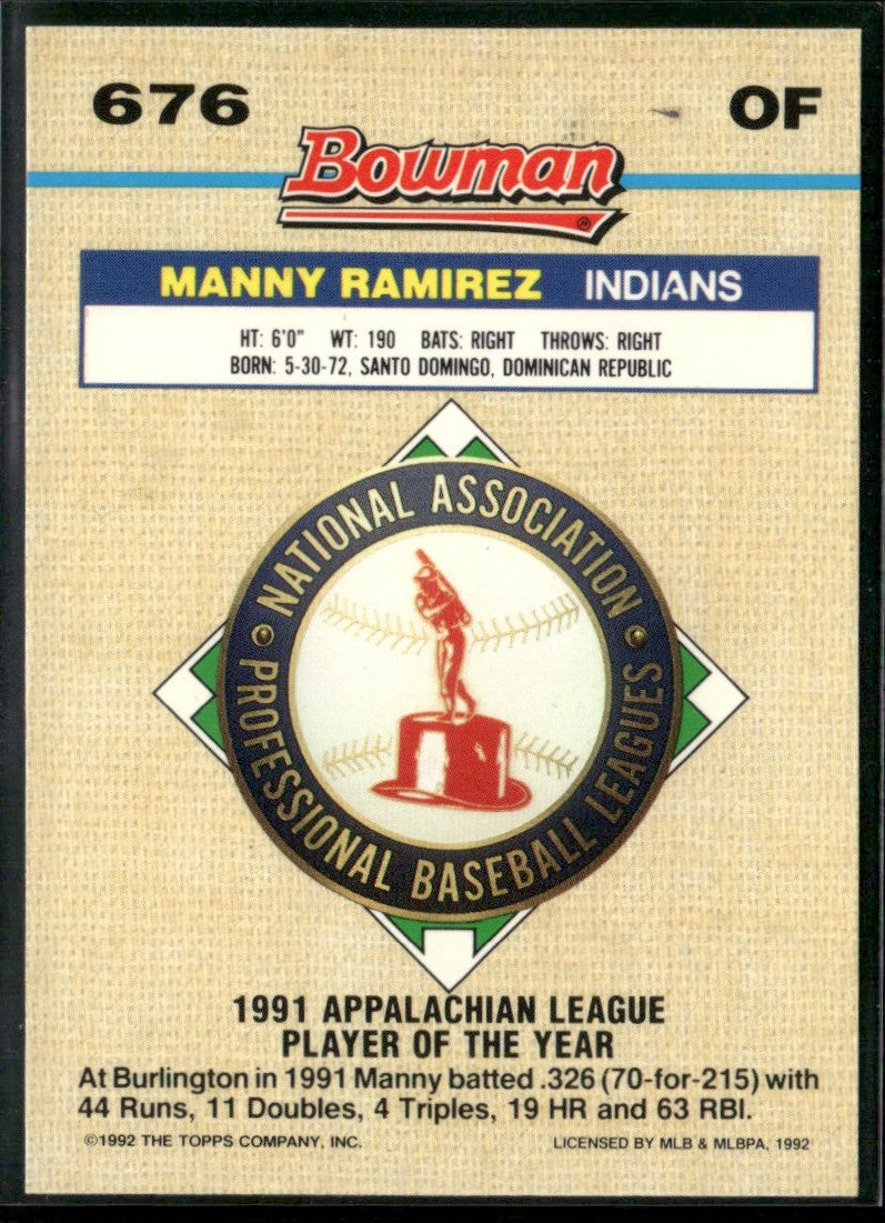 Manny Ramirez 1992 Bowman #676 Cleveland Indians