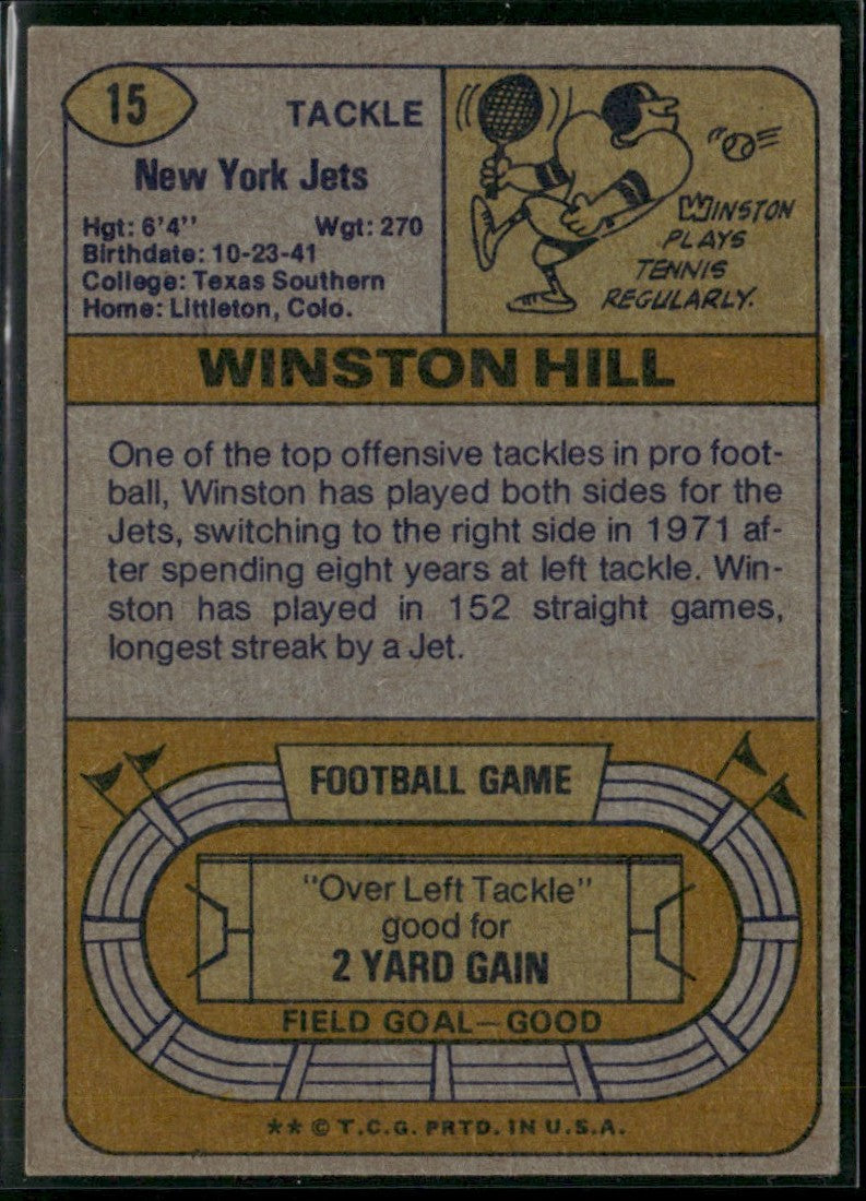 Winston Hill 1974 Topps #15 New York Jets