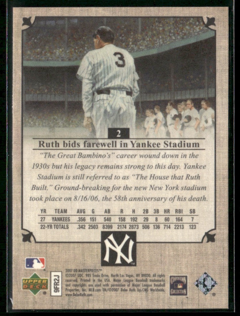 Babe Ruth 2007 Upper Deck Masterpieces #2 New York Yankees