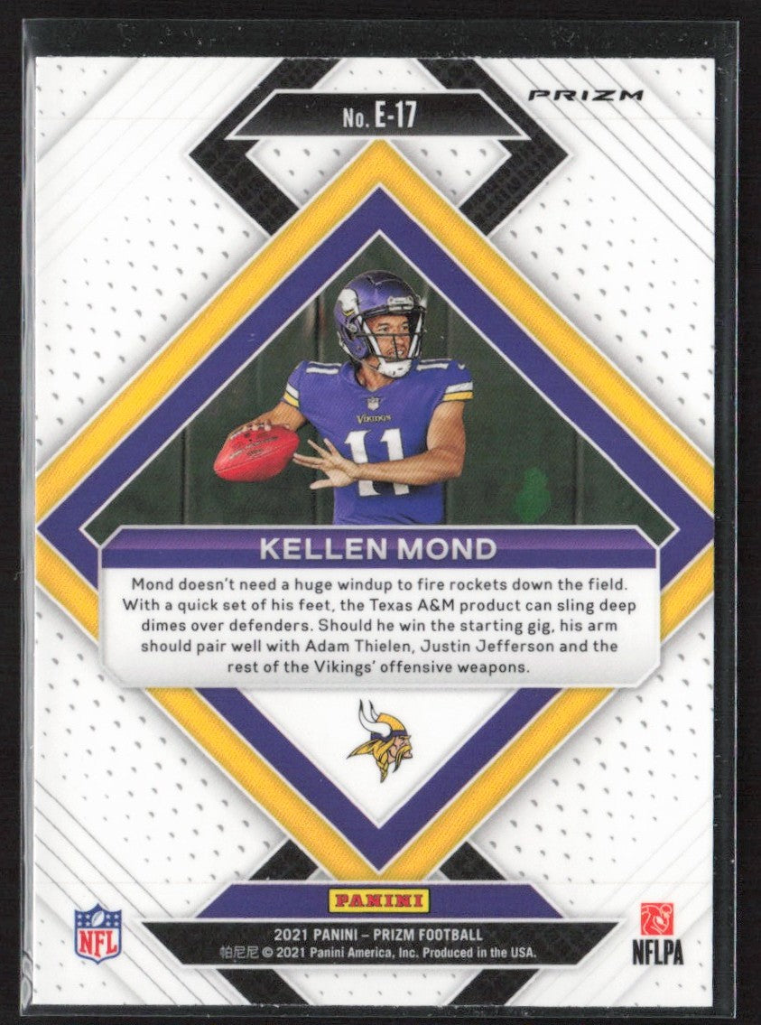 Kellen Mond 2021 Panini Prizm Emergent No Huddle RC #E-17 Minnesota Vikings