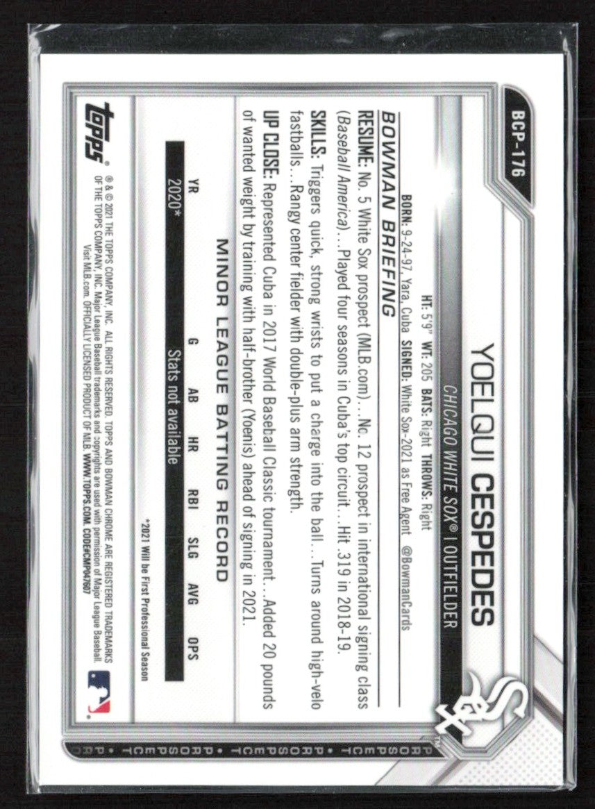 Yoelqui Cespedes 2021 Bowman Chrome Purple Shimmer Refractor /250 #BCP-176