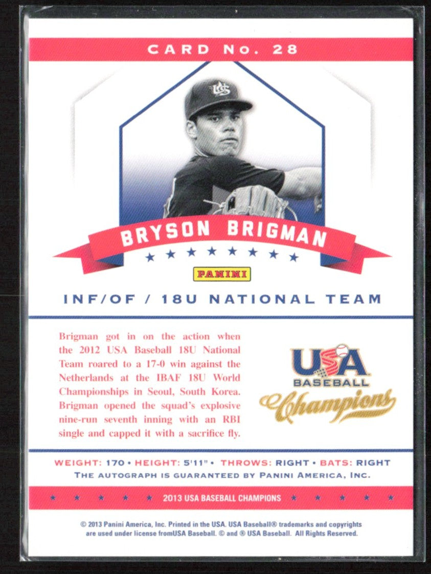 Bryson Brigman 2013 Panini USA Champions National Team Certified AUTO /299 #28