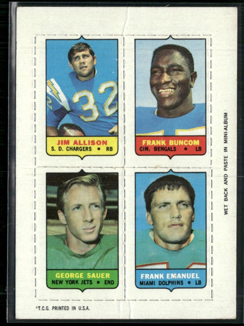 Allison, Buncom, Sauer, Emanuel 1969 Topps Mini-Card Album Stickers
