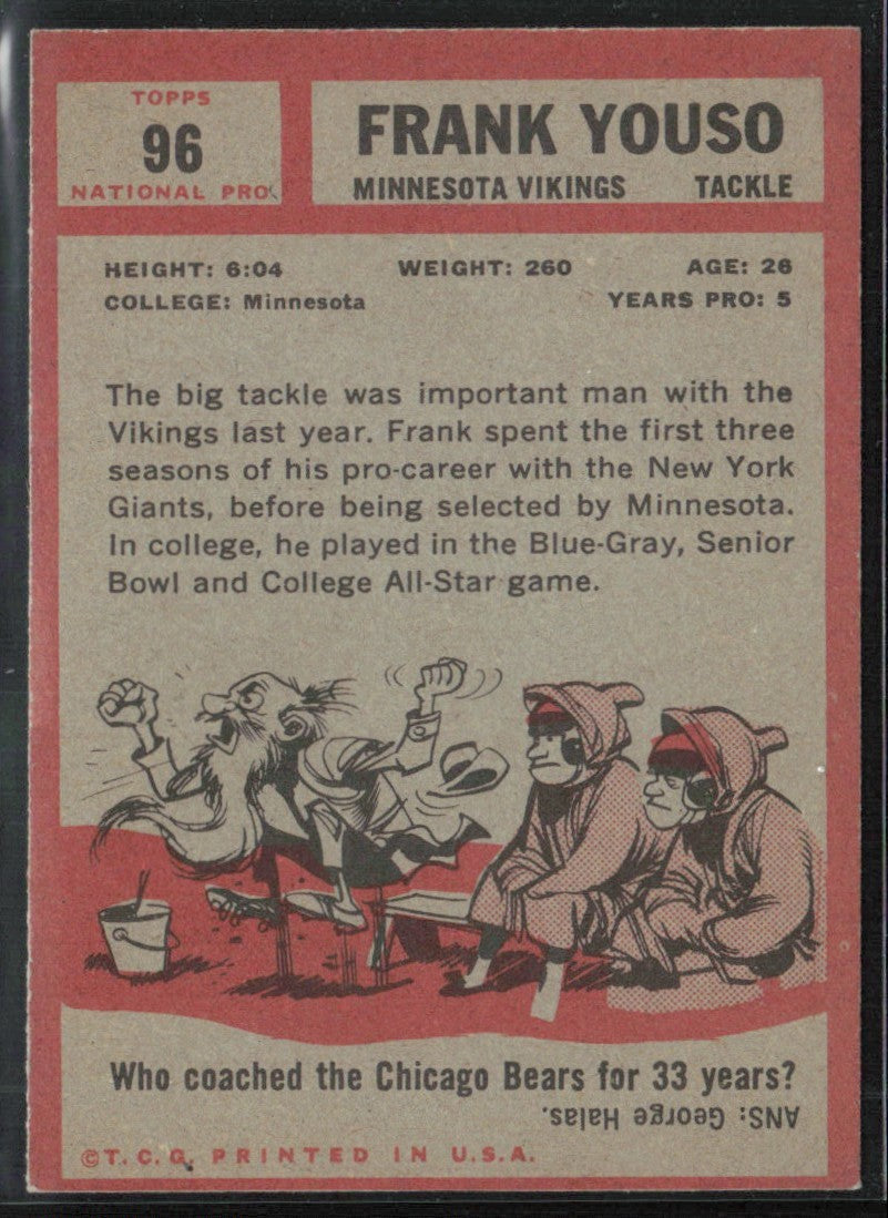 Frank Youso 1962 Topps #96 Minnesota Vikings