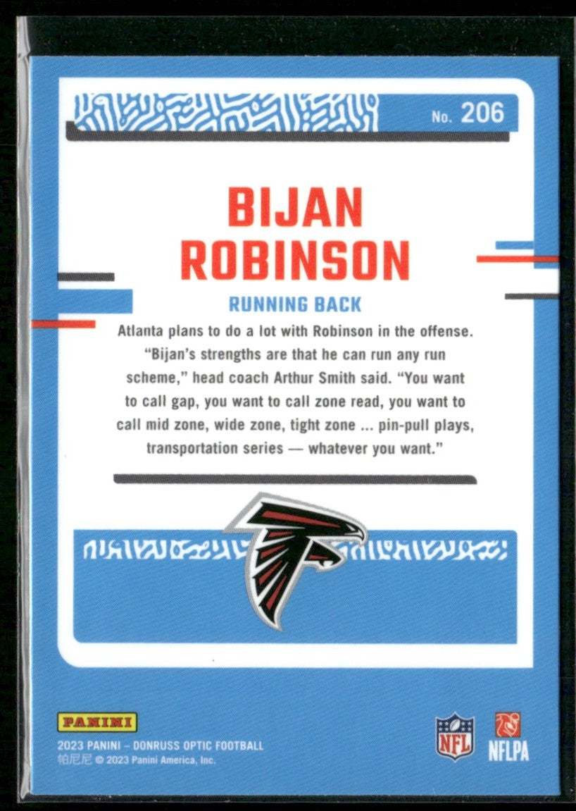 Bijan Robinson 2023 Donruss Optic Rated Rookie RC #206 Atlanta Falcons