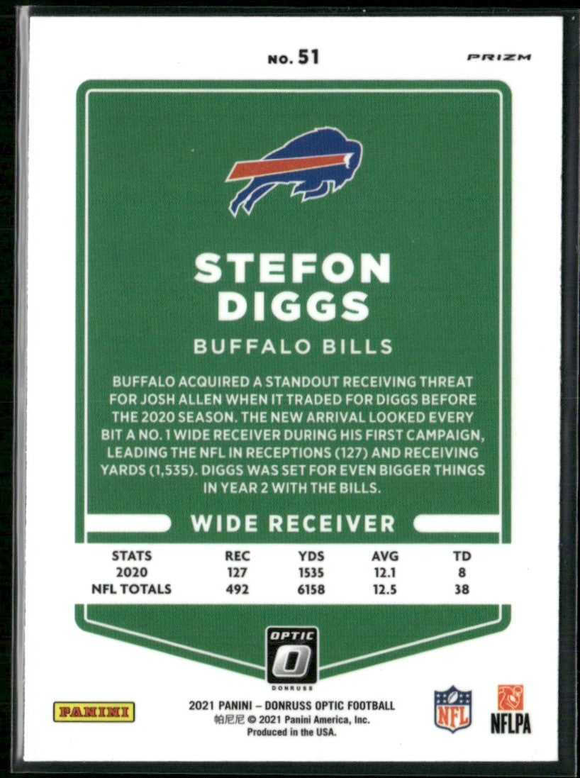 Stefon Diggs 2021 Donruss Optic Stars Prizm #51 Buffalo Bills