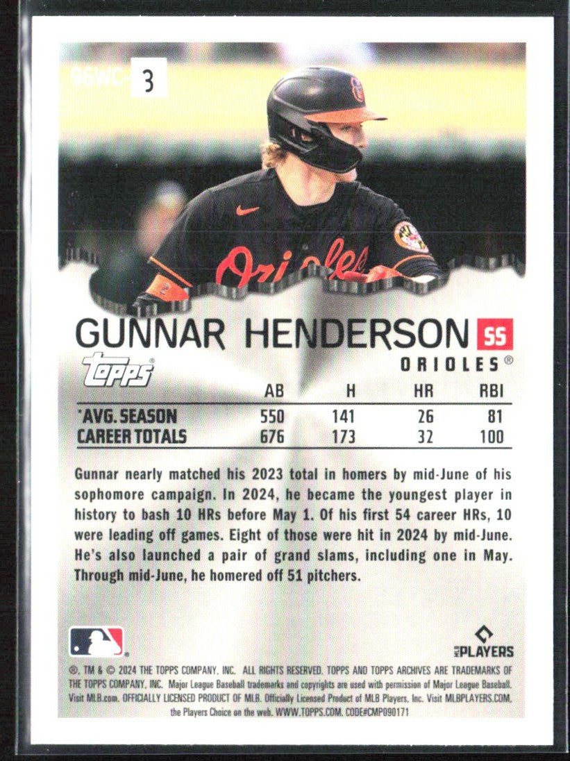 Gunnar Henderson 2025 Topps Archives 1996 Wrecking Crew #96WC-3