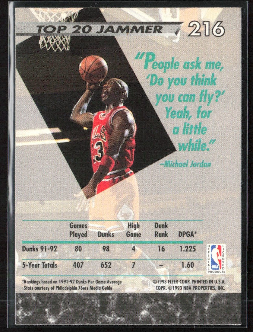 Michael Jordan 1992 Fleer Ultra #216 Chicago Bulls