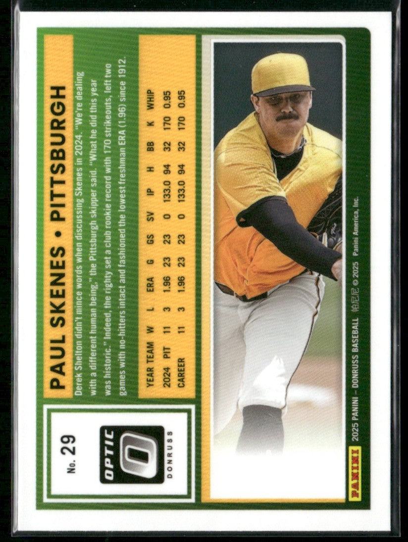 Paul Skenes 2025 Panini Donruss Optic #29 Pittsburgh Pirates