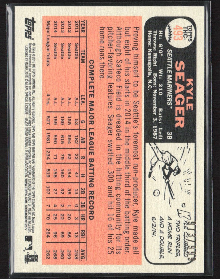 Kyle Seager 2015 Topps Heritage Chrome /999 #THC-493 Seattle Mariners