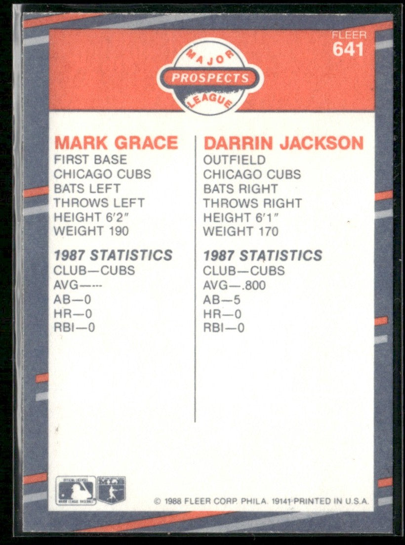 Mark Grace/Darrin Jackson 1988 Fleer RC #641 Chicago Cubs