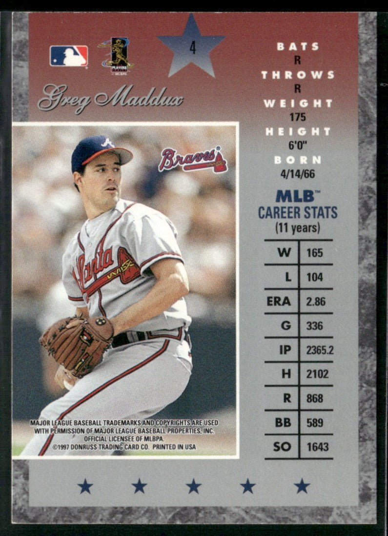 Greg Maddux 1997 Donruss Elite #4 Atlanta Braves