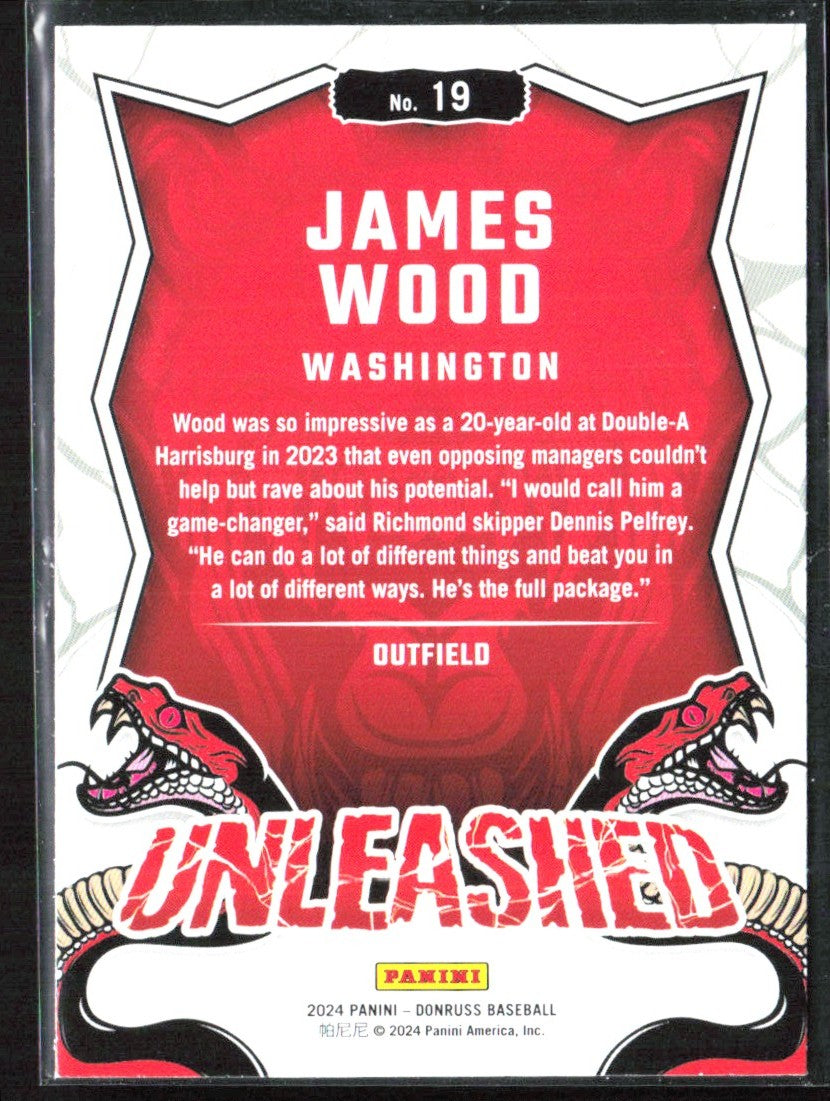 James Wood 2024 Panini Donruss Unleashed #19 Washington Nationals