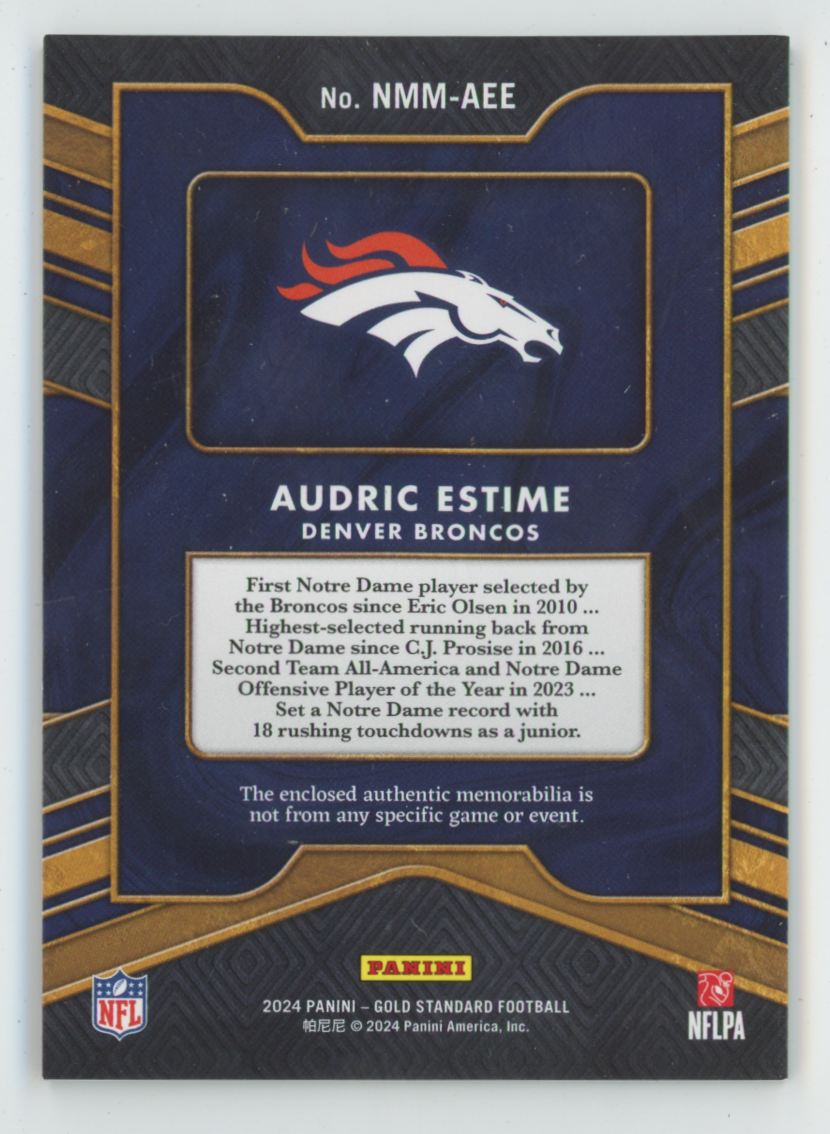 Audric Estime 2024 Panini Gold Standard Newly Minted RC /499 Jersey #NMM-AEE