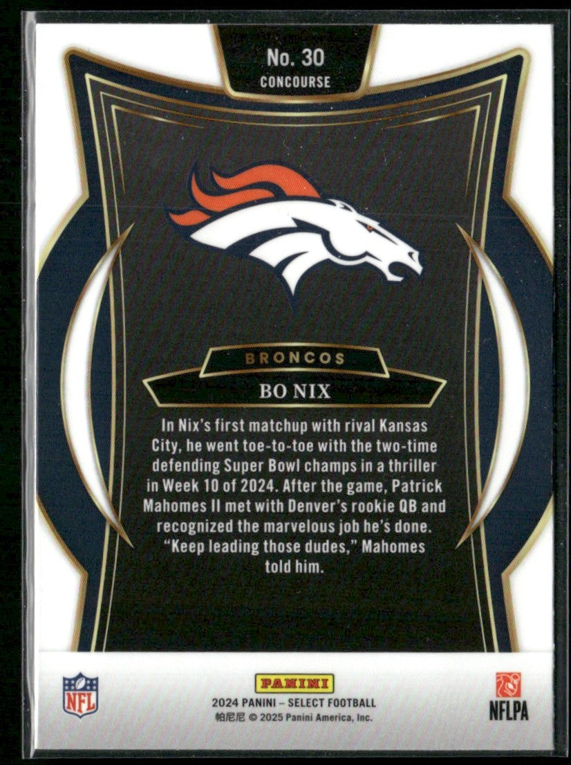 Bo Nix 2024 Panini Select Concourse RC #30 Denver Broncos