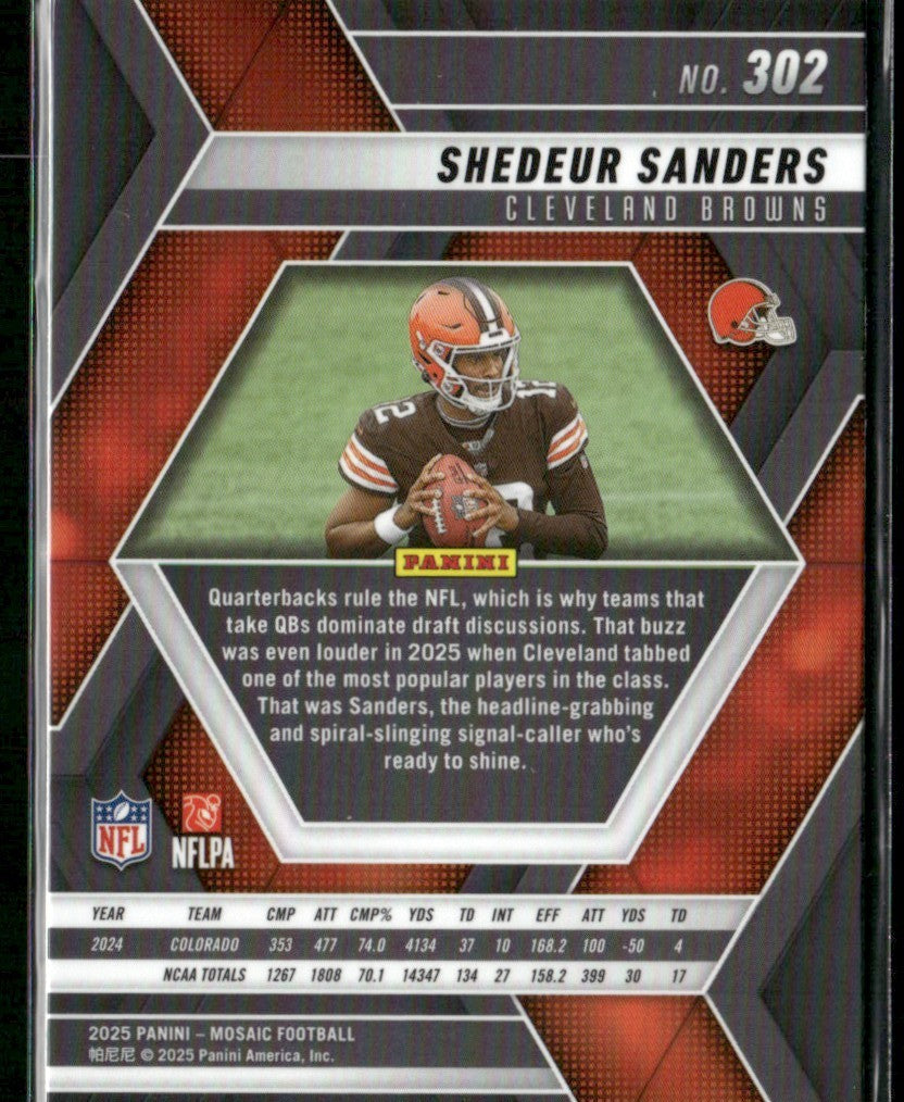 Shedeur Sanders 2025 Panini Mosaic RC #302 Cleveland Browns