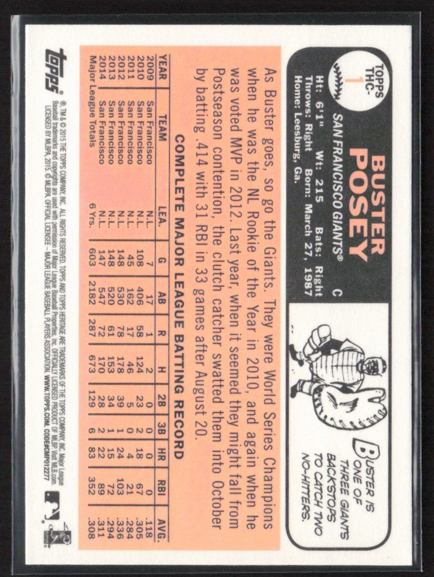 Buster Posey 2015 Topps Heritage Retail Foil #THC-1 San Francisco Giants