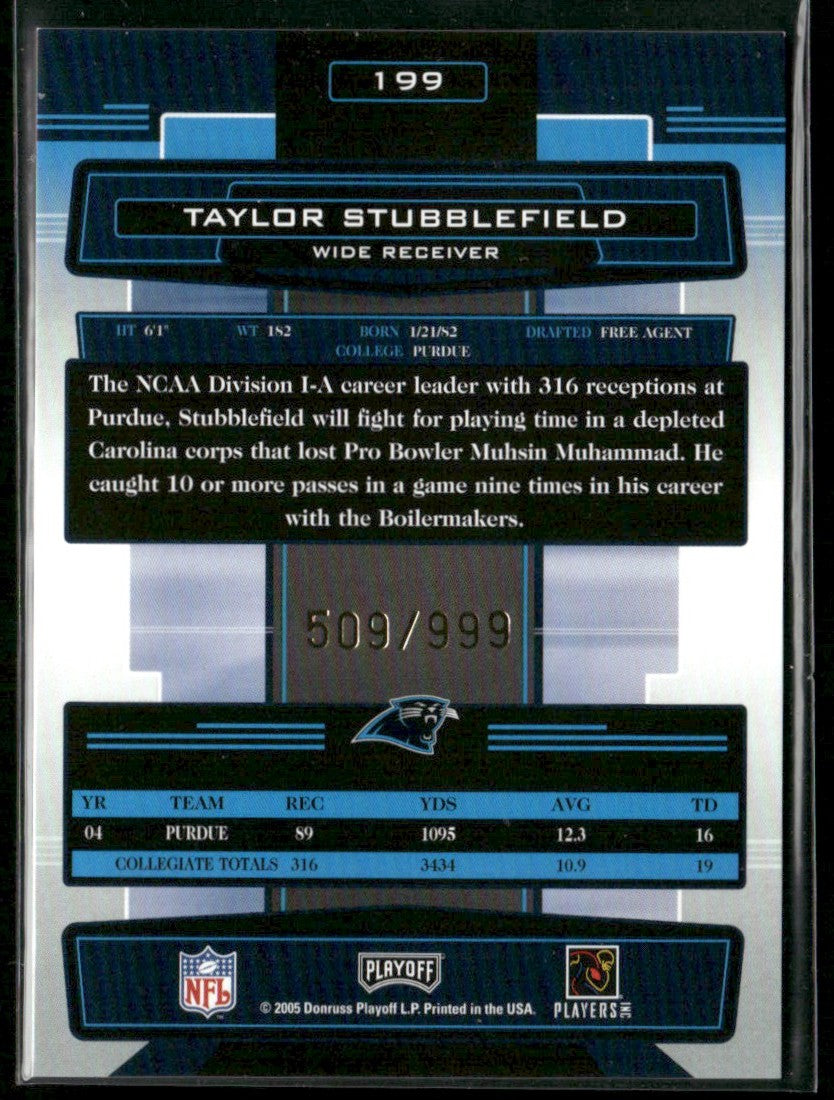 Taylor Stubblefield 2005 Playoff Absolute Memorabilia RC /999 #199