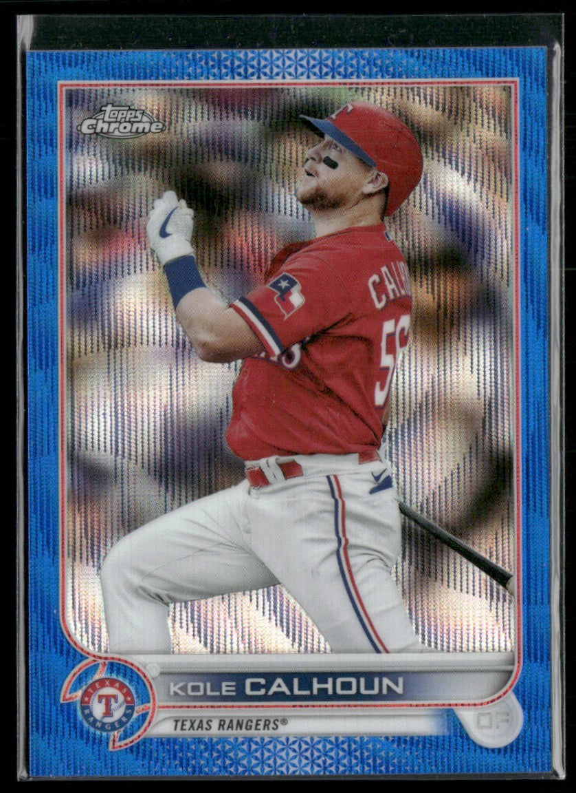 Kole Calhoun 2022 Topps Chrome Blue Wave Refractor /75 #17 Texas Rangers