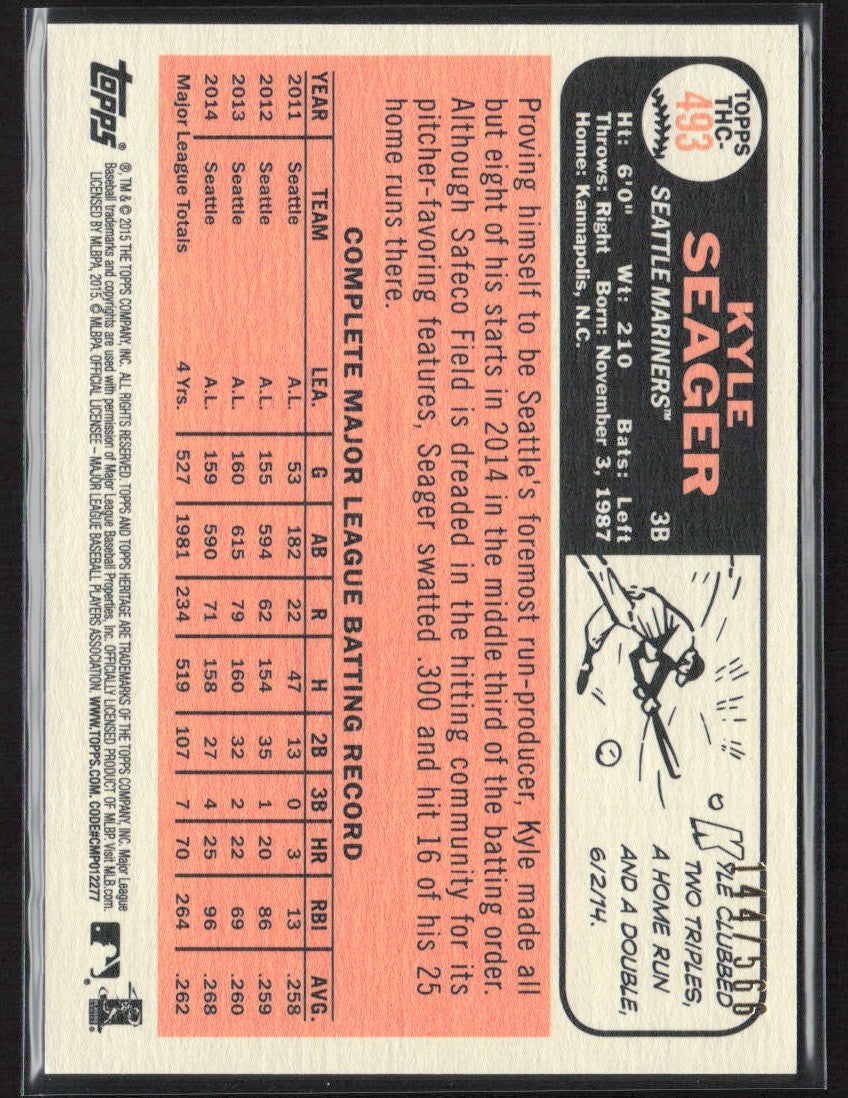 Kyle Seager 2015 Topps Heritage Chrome Refractor /566 #THC-493 Seattle Mariners