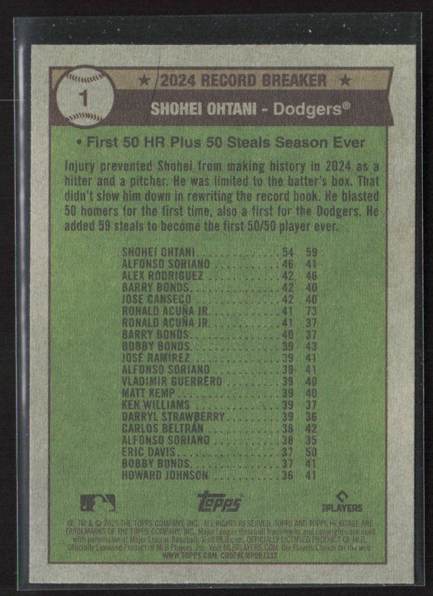 Shohei Ohtani 2025 Topps Record Breaker #1 Los Angeles Dodgers