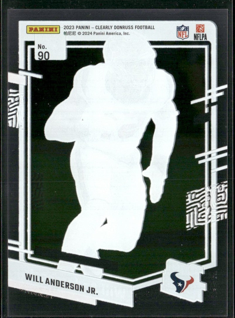 Will Anderson Jr. 2023 Panini Clearly Donruss RC #90 Houston Texans