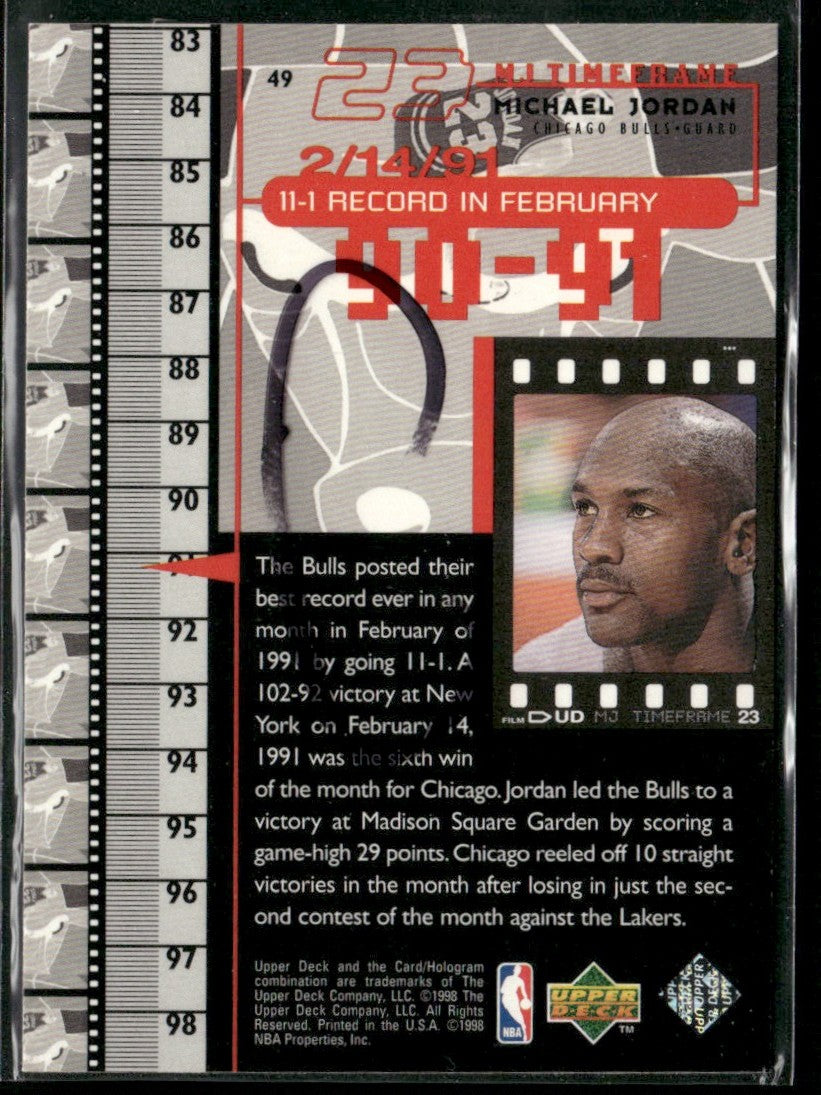 Michael Jordan 1998 Upper Deck MJ TimeFrame #49 Chicago Bulls