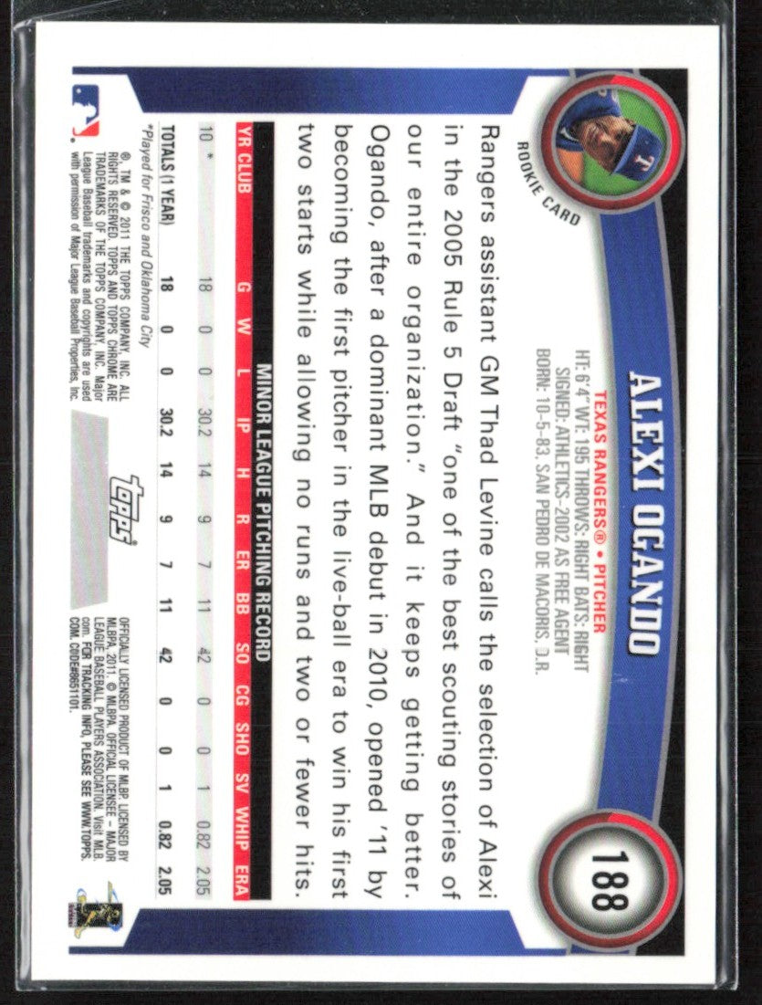 Alexi Ogando 2011 Topps Chrome X-Fractor RC #188 Texas Rangers