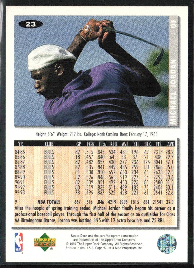 Michael Jordan 1994 Upper Deck Collector's Choice #23 Birmingham Barons