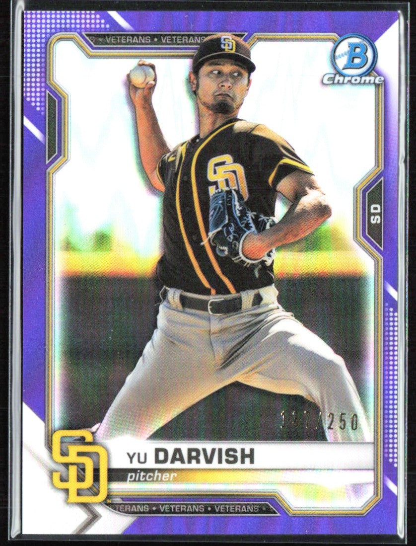 Yu Darvish 2021 Bowman Chrome Purple Refractor /250 #16 San Diego Padres