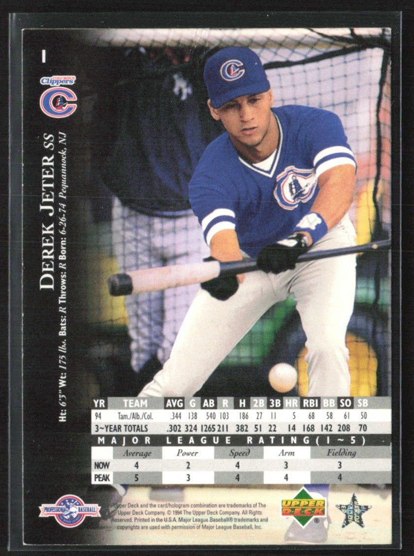 Derek Jeter 1995 Upper Deck Minor League Top Prospect #1 New York Yankees