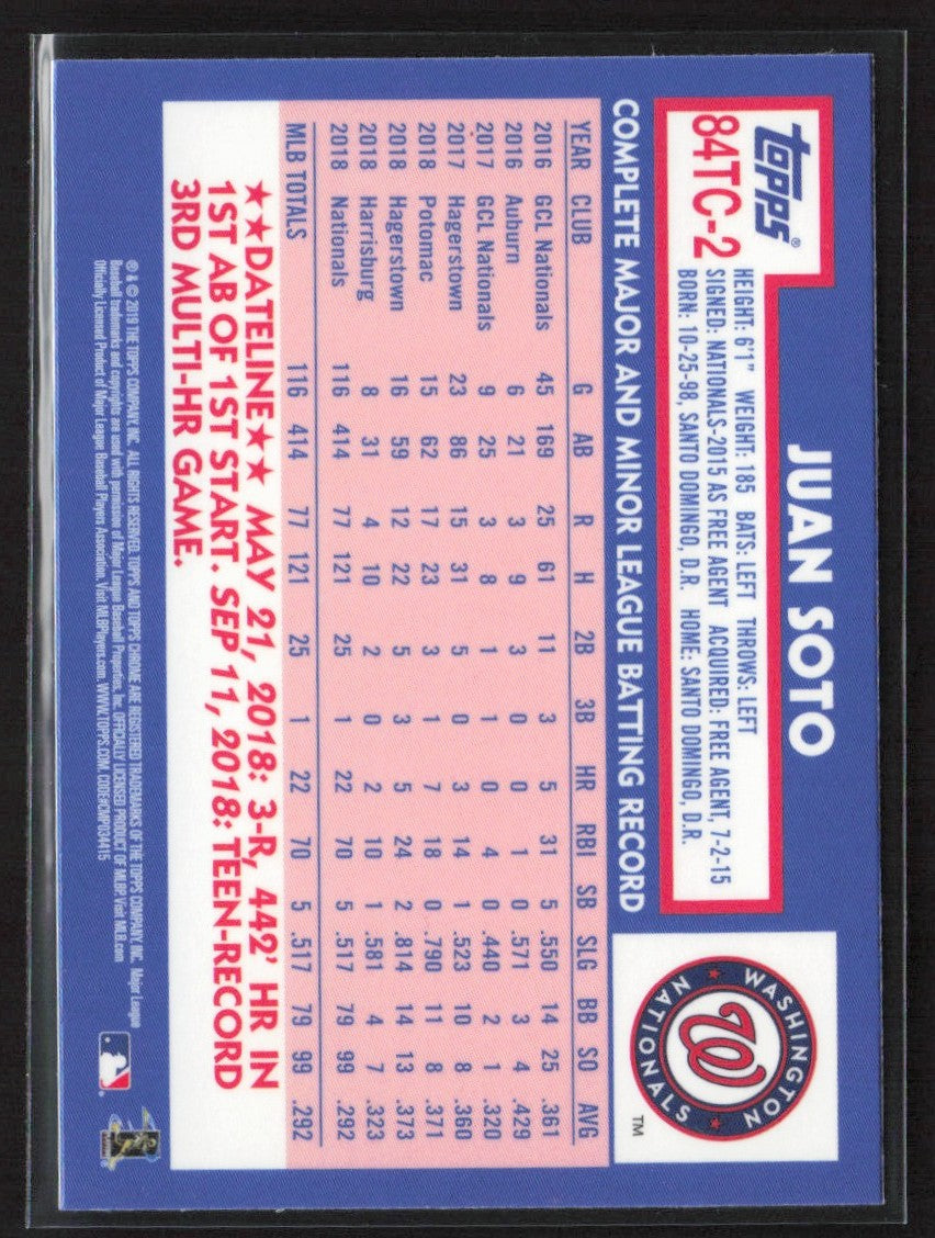 Juan Soto 2019 Topps Chrome 1984 Topps Refractor #84TC-2 Washington Nationals