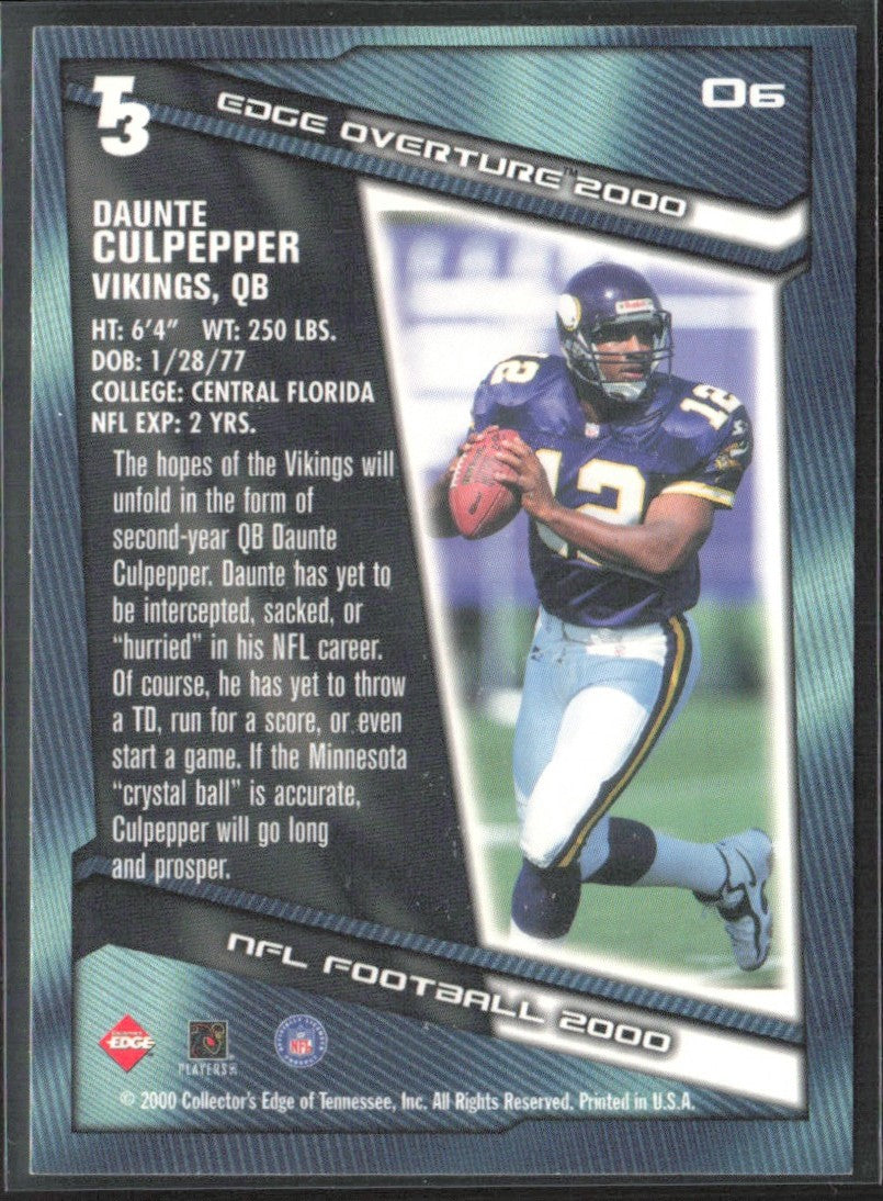 Daunte Culpepper 2000 Collector's Edge Overture #T3 Minnesota Vikings