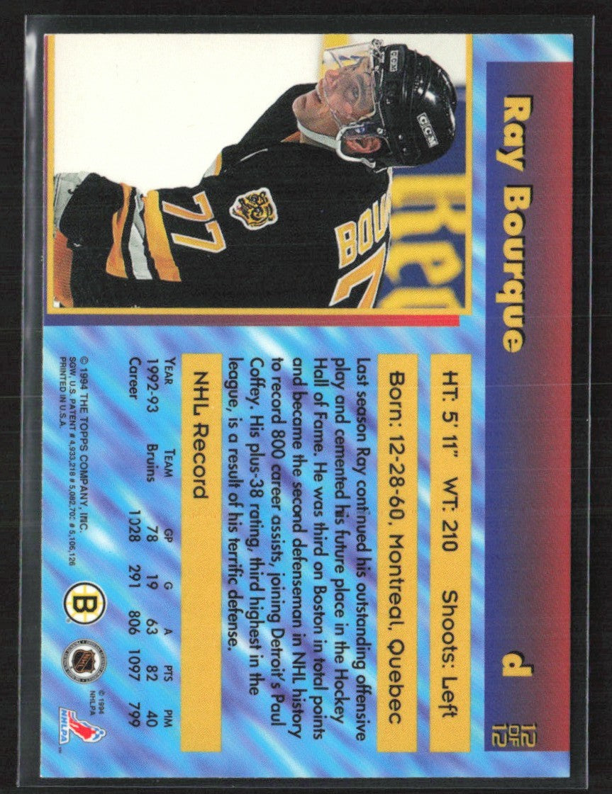 Ray Bourque 1993 Topps Stadium Club Finest #12 Boston Bruins