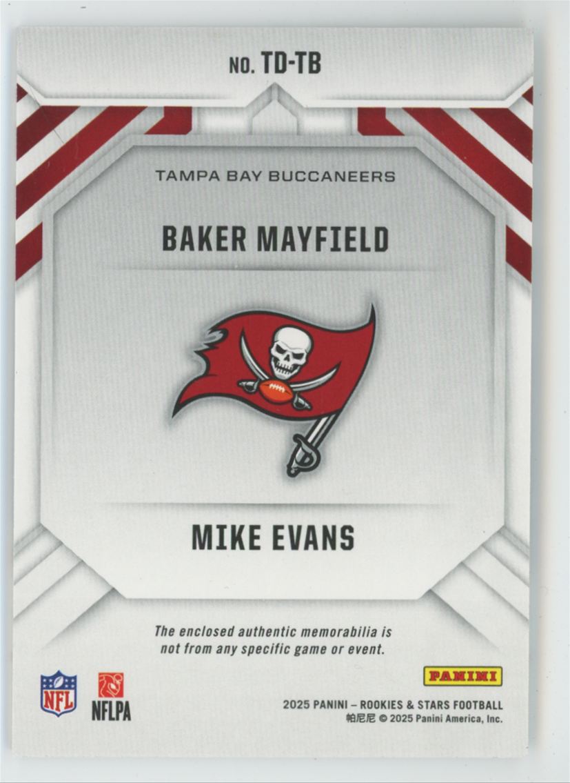 Baker Mayfield Mike Evans 2025 Panini Rookies & Stars Team Duals Jersey #TD-TB