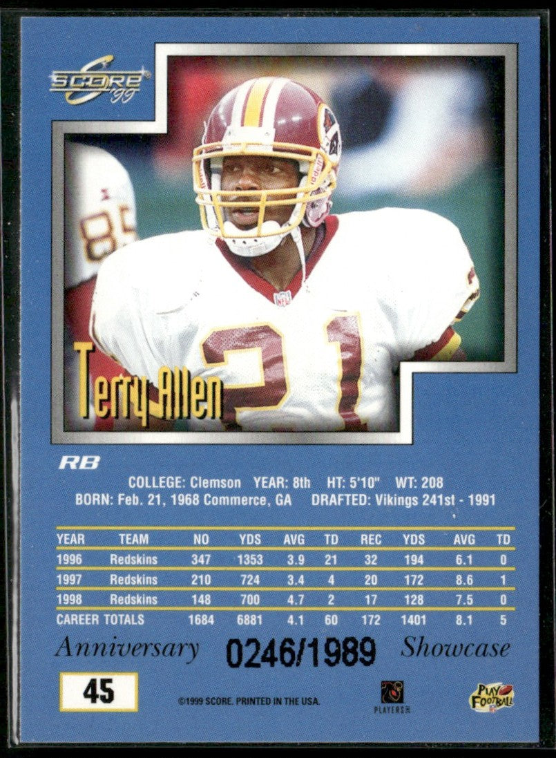 Terry Allen 1999 Score Showcase /1989 #45 Washington Redskins